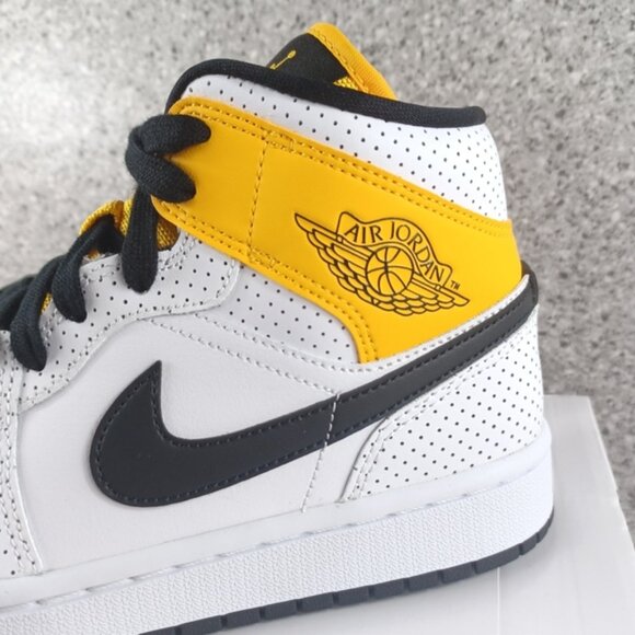 Nike Air Jordan 1 Mid University Gold White Sneakers Shoes - Picture 6 of 15